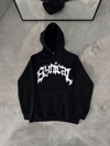 Kışlık Kapşonlu Baskılı Oversize Sweatshirt- Siyah