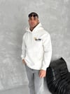 Kışlık Üç İplik Kapşonlu Sweatshirt - Beyaz