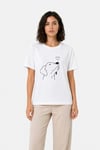 Köpek Figürlü Minimal Baskılı Tişört Kısa Kol Yazlık T-shirt - Beyaz