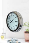 Krom Roma Rakamlı 40 Cm Metal Modern Duvar Saati