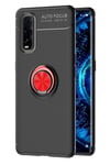 Mey İthalat®   Find X2 Kılıf Range Yüzüklü Silikon - Siyah-Kırmızı