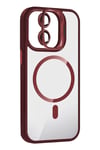 Mey İthalat®   iPhone 11 Remim Lensli Magsafe Standlı Kapak - Bordo