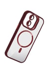 Mey İthalat®   iPhone 11 Remim Lensli Magsafe Standlı Kapak - Bordo