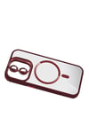 Mey İthalat®   iPhone 11 Remim Lensli Magsafe Standlı Kapak - Bordo