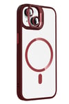Mey İthalat®   iPhone 13 Remim Lensli Magsafe Standlı Kapak - Bordo