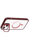Mey İthalat®   iPhone 13 Remim Lensli Magsafe Standlı Kapak - Bordo
