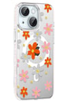 Mey İthalat®   iPhone 14 Floral Magsafe Kapak - Turuncu