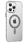 Mey İthalat®   iPhone 14 Pro Max Move Taşlı Magsafe Kapak - Siyah