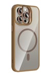 Mey İthalat®   iPhone 14 Pro Max Remim Lensli Magsafe Standlı Kapak - Kahverengi