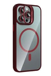 Mey İthalat®   iPhone 14 Pro Max Remim Lensli Magsafe Standlı Kapak - Bordo