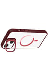 Mey İthalat®   iPhone 14 Remim Lensli Magsafe Standlı Kapak - Bordo