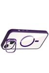 Mey İthalat®   iPhone 14 Remim Lensli Magsafe Standlı Kapak - Derin Mor