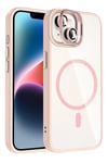 Mey İthalat®   iPhone 14 Remim Lensli Magsafe Standlı Kapak - Pembe