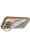 Mey İthalat®   iPhone 15 Pro Max Remim Lensli Magsafe Standlı Kapak - Kahverengi