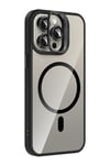 Mey İthalat®   iPhone 15 Pro Max Remim Lensli Magsafe Standlı Kapak - Siyah