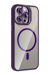 Mey İthalat®   iPhone 15 Pro Max Remim Lensli Magsafe Standlı Kapak - Derin Mor