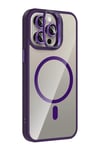 Mey İthalat®   iPhone 15 Pro Max Remim Lensli Magsafe Standlı Kapak - Derin Mor