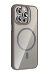 Mey İthalat®   iPhone 15 Pro Max Remim Lensli Magsafe Standlı Kapak - Titan Gri
