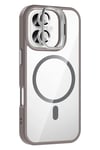 Mey İthalat®   iPhone 16 Plus Remim Lensli Magsafe Standlı Kapak - Titan Gri