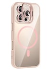 Mey İthalat®   iPhone 16 Pro Max Remim Lensli Magsafe Standlı Kapak - Pembe