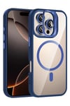 Mey İthalat®   iPhone 16 Pro Remim Lensli Magsafe Standlı Kapak - Lacivert
