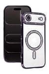 Mey İthalat®   iPhone 17 Air Joke Simli Magneticsafe Kılıf - Derin Mor