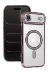 Mey İthalat®   iPhone 17 Air Joke Simli Magneticsafe Kılıf - Pembe