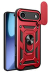 Mey İthalat®   iPhone 17 Air Pars Lens Yüzüklü Silikon - Kırmızı