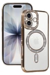 Mey İthalat®   iPhone 17 Joke Simli Magneticsafe Kılıf - Gold