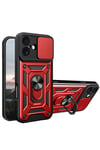 Mey İthalat®   iPhone 17 Pars Lens Yüzüklü Silikon - Kırmızı