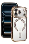 Mey İthalat®   iPhone 17 Pro Joke Simli Magneticsafe Kılıf - Gold