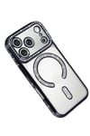 Mey İthalat®   iPhone 17 Pro Joke Simli Magneticsafe Kılıf - Siyah