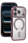 Mey İthalat®   iPhone 17 Pro Max Joke Simli Magneticsafe Kılıf - Pembe