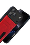 Mey İthalat®   iPhone 17 Pro Max Sara Kartvizitli Deri Kılıf - Kırmızı