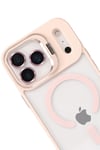 Mey İthalat®   iPhone 17 Pro Remim Lensli Magsafe Standlı Kapak - Pembe