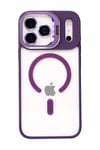 Mey İthalat®   iPhone 17 Pro Remim Lensli Magsafe Standlı Kapak - Derin Mor