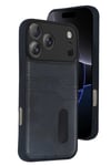 Mey İthalat®   iPhone 17 Pro Sara Kartvizitli Deri Kılıf - Siyah