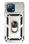 Mey İthalat®   Mİ 11 Lite Kılıf Pars Lens Yüzüklü Silikon - Gümüş