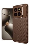 Mey İthalat®   Mi 14T Pro Kılıf Auto Focus Karbon Kapak - Kahverengi