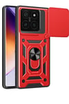 Mey İthalat®   Mi 14T Pro Kılıf Pars Lens Yüzüklü Silikon - Kırmızı