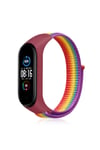 Mey İthalat®   Mi Band 4 Hasırlı Cırtcırtlı Kordon - Gökkuşağı