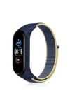Mey İthalat®   Mi Band 4 Hasırlı Cırtcırtlı Kordon - Sarı-Lacivert