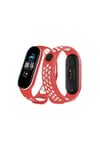 Mey İthalat®   Mi Band 6 Spor Delikli Kordon - Kırmızı-Beyaz