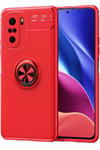 Mey İthalat®   Poco F3 Kılıf Range Yüzüklü Silikon - Kırmızı