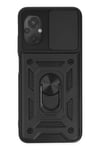 Mey İthalat®   Poco M5 Kılıf Pars Lens Yüzüklü Silikon - Siyah
