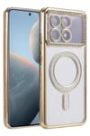 Mey İthalat®   Poco X6 Pro Joke Simli Magneticsafe Kılıf - Gold