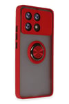 Mey İthalat®   Poco X6 Pro Kılıf Montreal Yüzüklü Silikon Kapak - Kırmızı