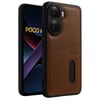 Mey İthalat®   Poco X7 Pro Kılıf Sara Kartvizitli Deri Kılıf - Taba