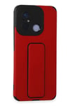 Mey İthalat®   Redmi 12C Kılıf Mega Standlı Silikon - Kırmızı
