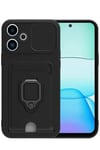 Mey İthalat®   Redmi 13 4G Kılıf Zuma Kartvizitli Yüzüklü Silikon - Siyah